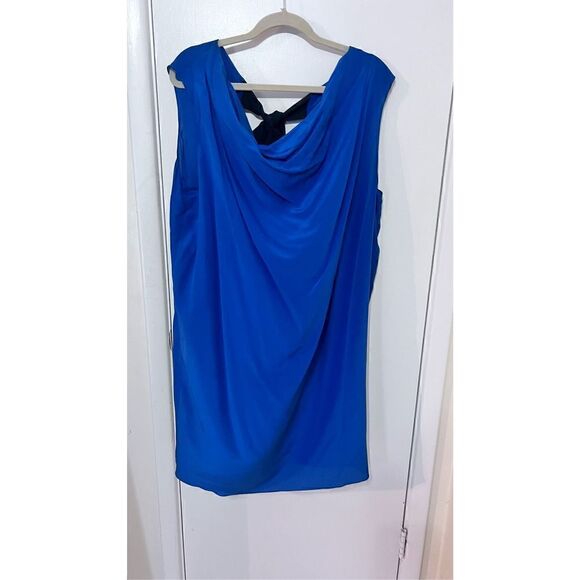 GEREN FORD BLUE SLEEVELESS SCOOP NECK BLOUSE BACK TIE SIZE L SILK - Picture 2 of 10